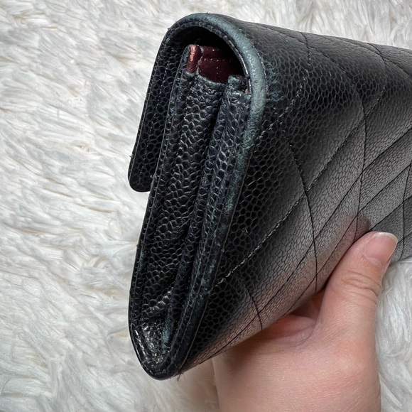 Chanel Caviar Quilted Large Gusset Flap Wallet Black - Picture 6 of 12